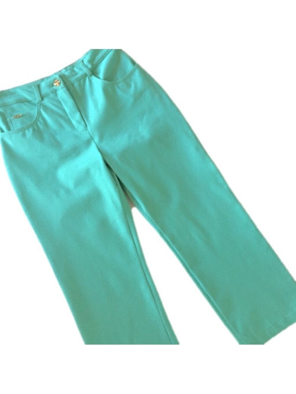 St. John Sport Y2K seafoam green/aqua/turquoise cropped jean pants, like new